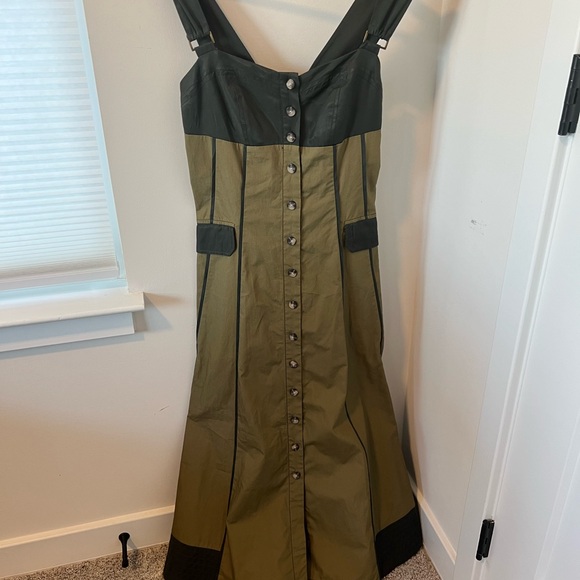 Anthropologie Strapless Dress in Dark Green and Olive - Picture 4 of 8